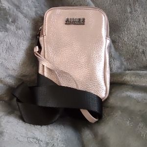 Aimee Kestenburg Pink Metallic Just Saying Crossbody Purse